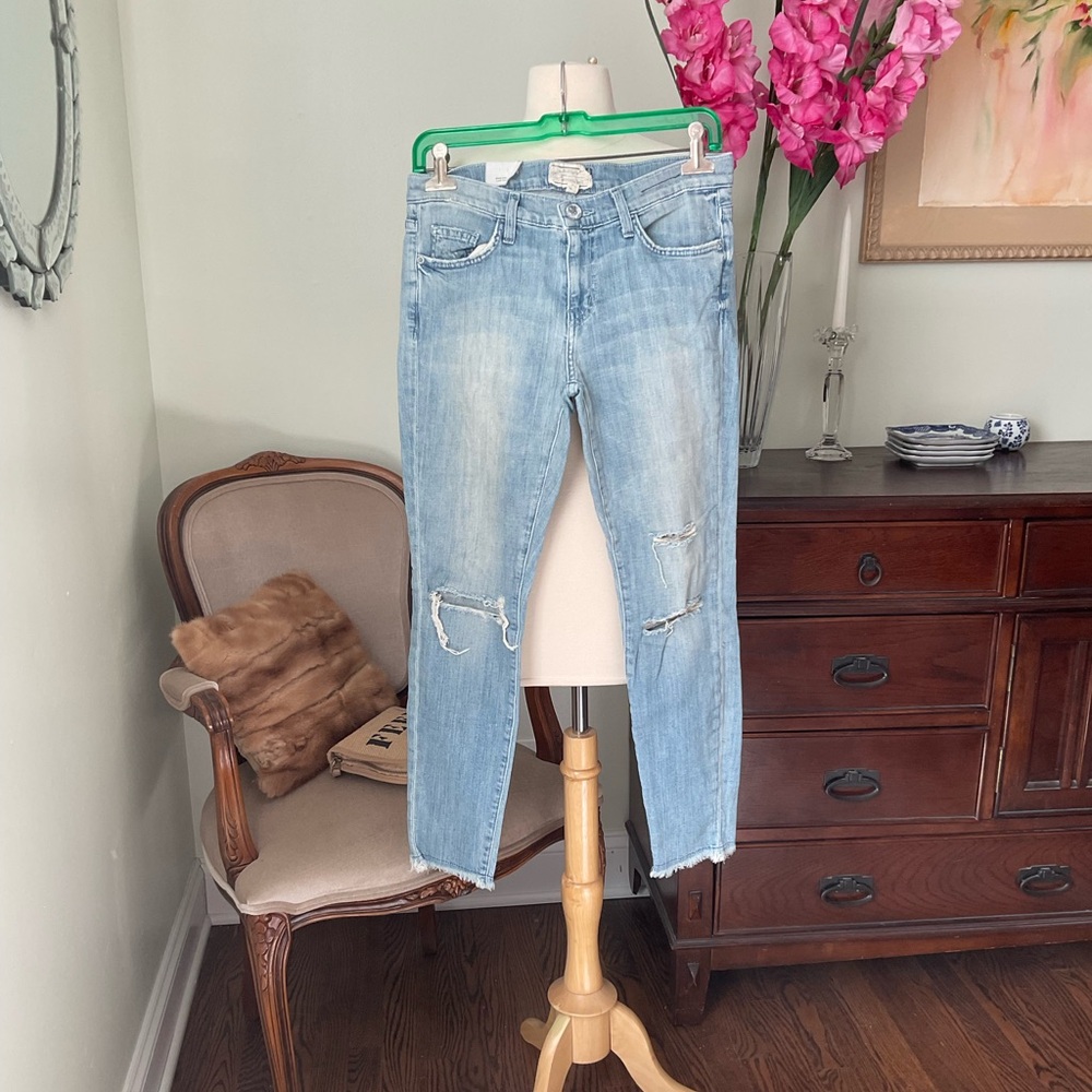 Current Elliott Cropped Distressed Jeans